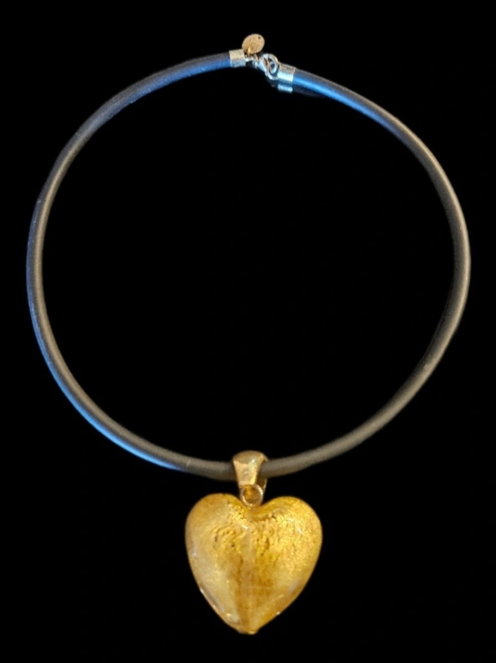 Authentic Antica Murrina Veneziana Gold Foil Murano Glass Heart Necklace 925